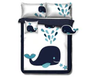 5 Piece Kids Comforter Set 5pc Childrens Bedding Set - Navy Whale