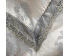 Jacquard Floral Queen King Size Doona Duvet Quilt Cover Set Bedding Pillowcases - Silver Gray