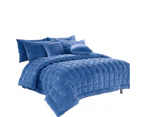 Faux Mink Quilt Comforter Set - Denim