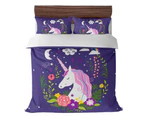 All Size Bed Ultra Soft Quilt Duvet Doona Cover Set Bedding - Unicorn Purple