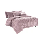 Faux Mink Quilt Comforter Set - Blush