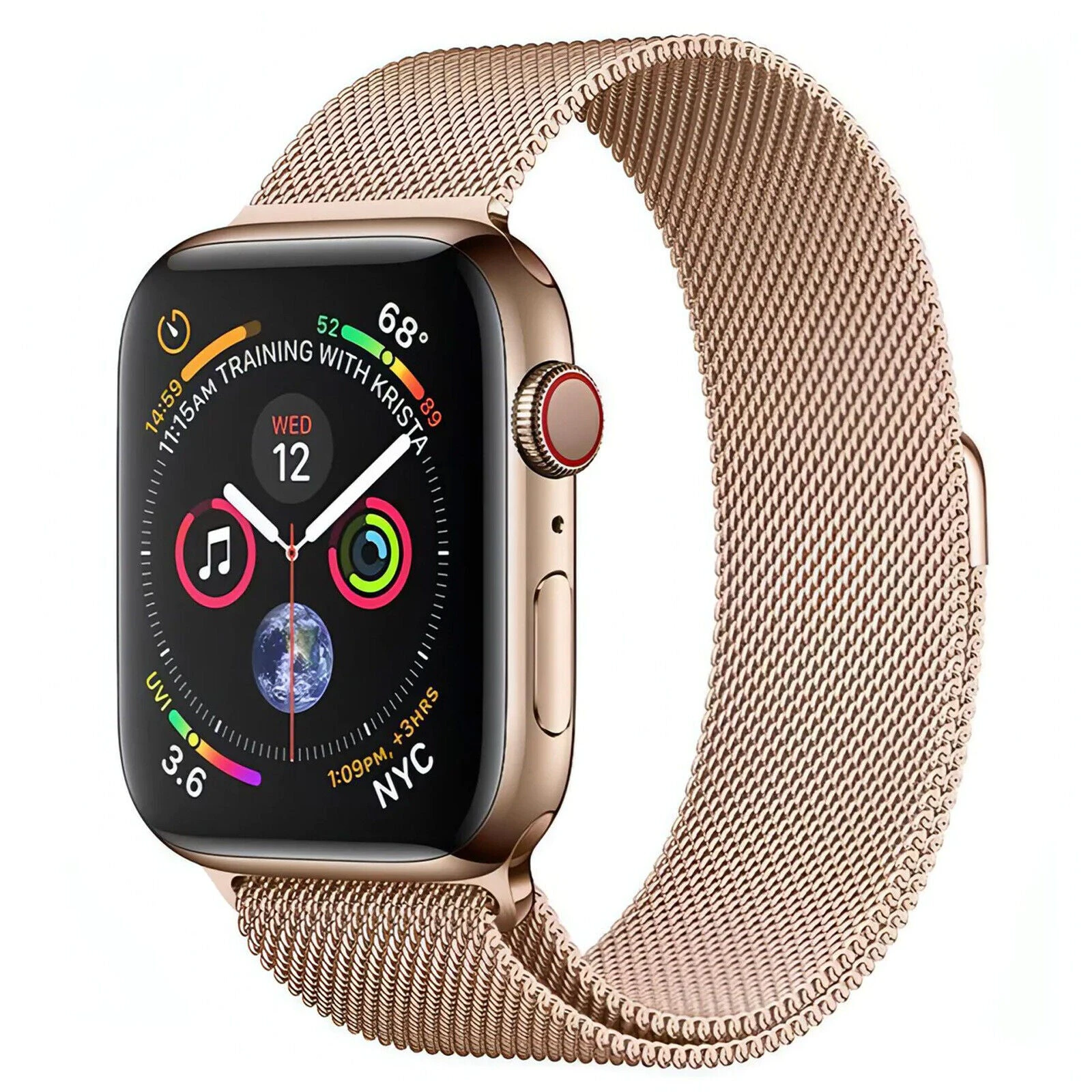 Apple Watch Band Series 7 SE 6 5 4 3 2 Magnetic Stainless Steel Rose Gold