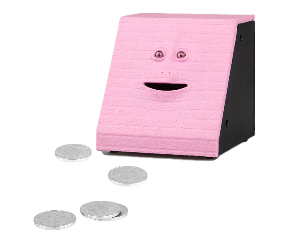 MadeSmart Face Money Eating Box Cute Face Bank Piggy Bank for Children Toys Gifts-Pink Brick