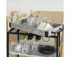 Industrial Vintage Style Wood Metal 3 Tiers Kitchen Serving Trolley With Wine Rack Grey
