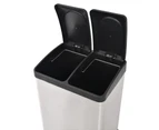 vidaXL Recycling Pedal Bin Garbage Trash Bin Stainless Steel 36 L