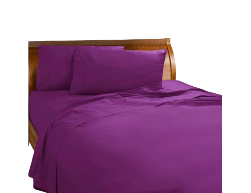 Percale Fitted Sheet Set With 38cm Wall All Bed Sizes - Purple