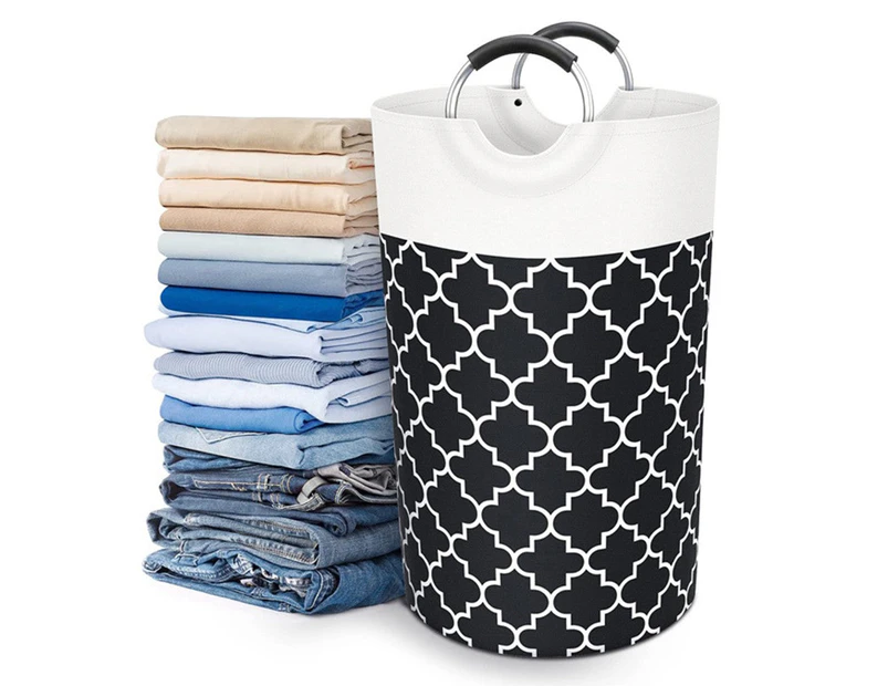 82L Laundry Basket Laundry Hamper Bag Washing Bin Clothes Bag Foldable Black