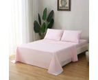 Single Double Queen King KS Bed Sheet Set Flat Deep Fitted Pillowcases - Light Pink