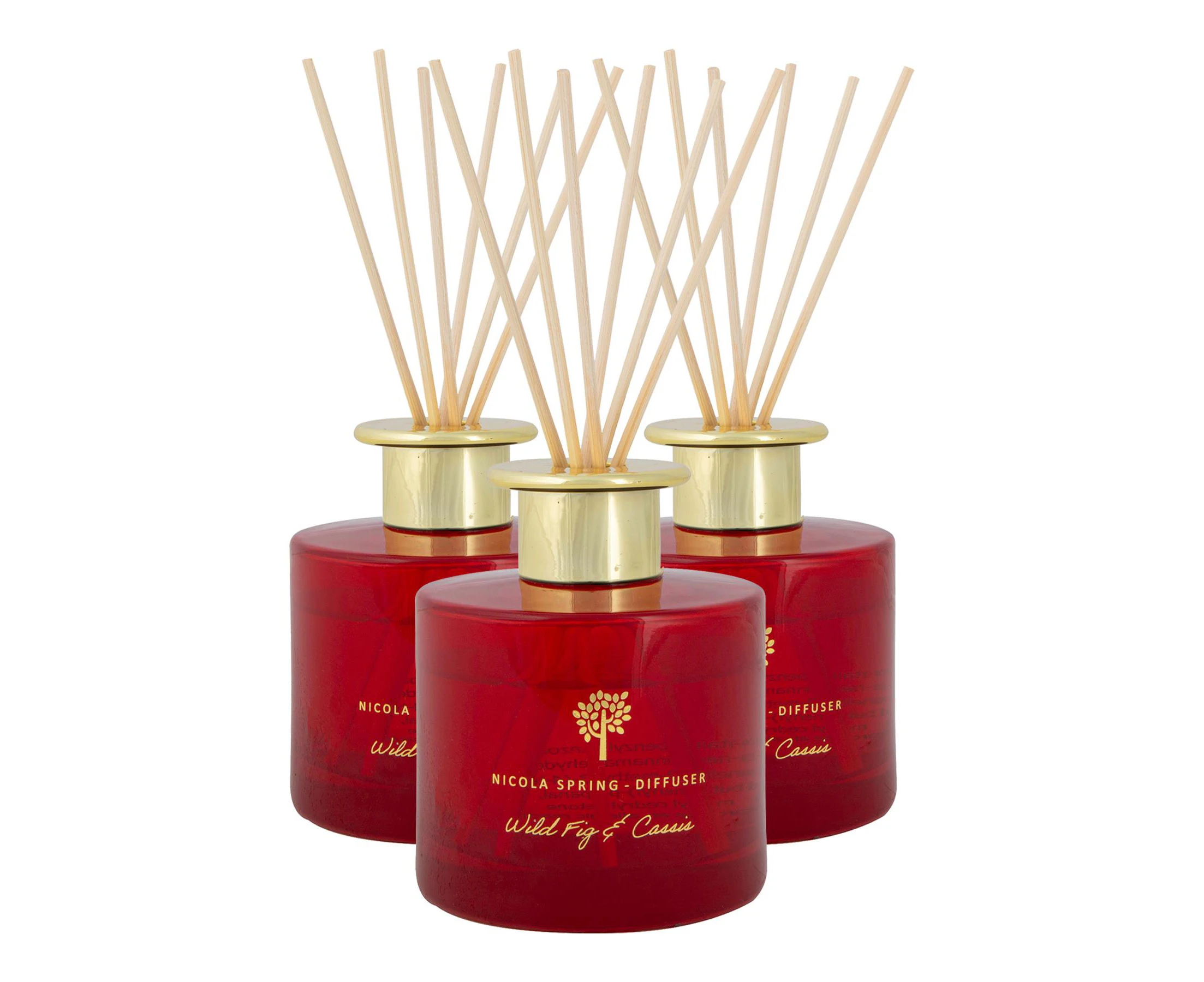 Nicola Spring Scented Reed Diffusers - 200ml - Wild Fig & Cassis - Pack of 3