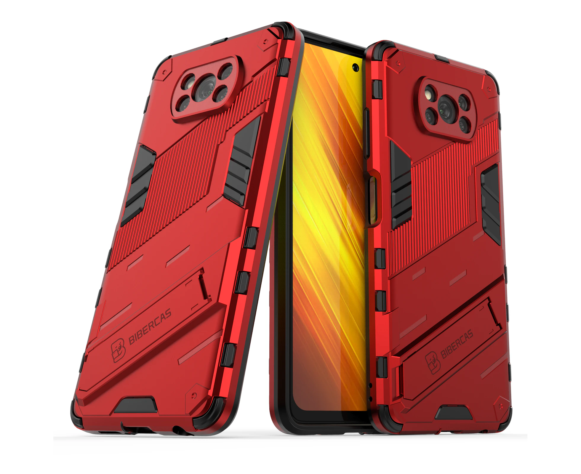 HKXM Tough Armor Designed For Xiaomi Mi Poco X3-Red