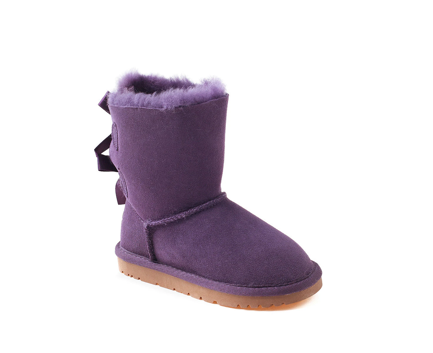 Ozwear Ugg Kids 2 Ribbon Boots Water Resistant - Purple