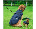 Waterproof Warm Winter Dog Harness Coat-4XL-Navy Blue