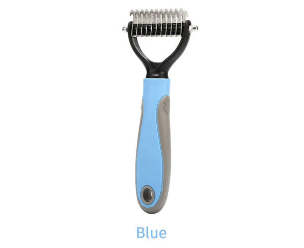 Dog Pet Cat Grooming Comb Brush Undercoat Rake Dematting Deshedding Trimmer Tool - Blue