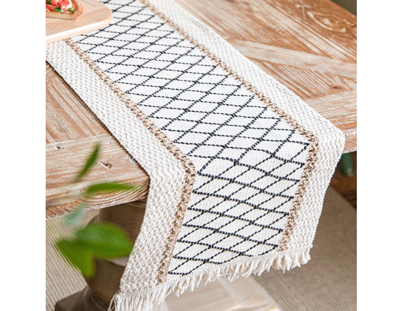 Cotton Linen Weave Table Runner with Tassels Style 4 - M