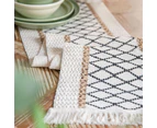 Cotton Linen Weave Table Runner with Tassels Style 4 - M