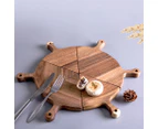 SOGA 2X  6 pcs Brown Round Divisible Wood Pizza Server Food Plate Board Pizza Paddle Cutting Board Home Decor