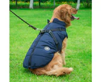 Waterproof Warm Winter Dog Harness Coat-L-Navy Blue