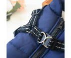 Waterproof Warm Winter Dog Harness Coat-L-Navy Blue