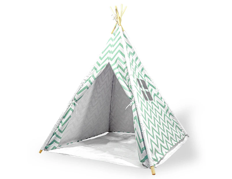 Giant Cotton Canvas Kids Teepee Wigwam Children Pretend Play Tent Indoor Outdoor Party - green