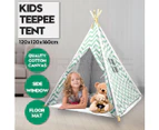 Giant Cotton Canvas Kids Teepee Wigwam Children Pretend Play Tent Indoor Outdoor Party - green