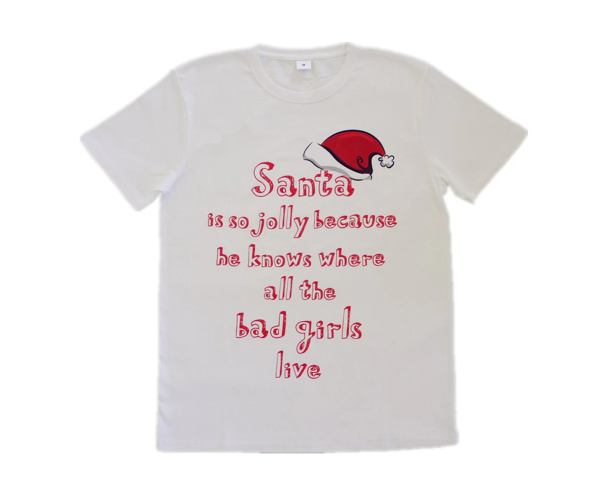 New Funny Unisex Xmas Christmas T shirt Tee Adult Kids Mens Womens Boys Santa - Santa is Jolly