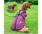 Waterproof Warm Winter Dog Harness Coat-S-Purple