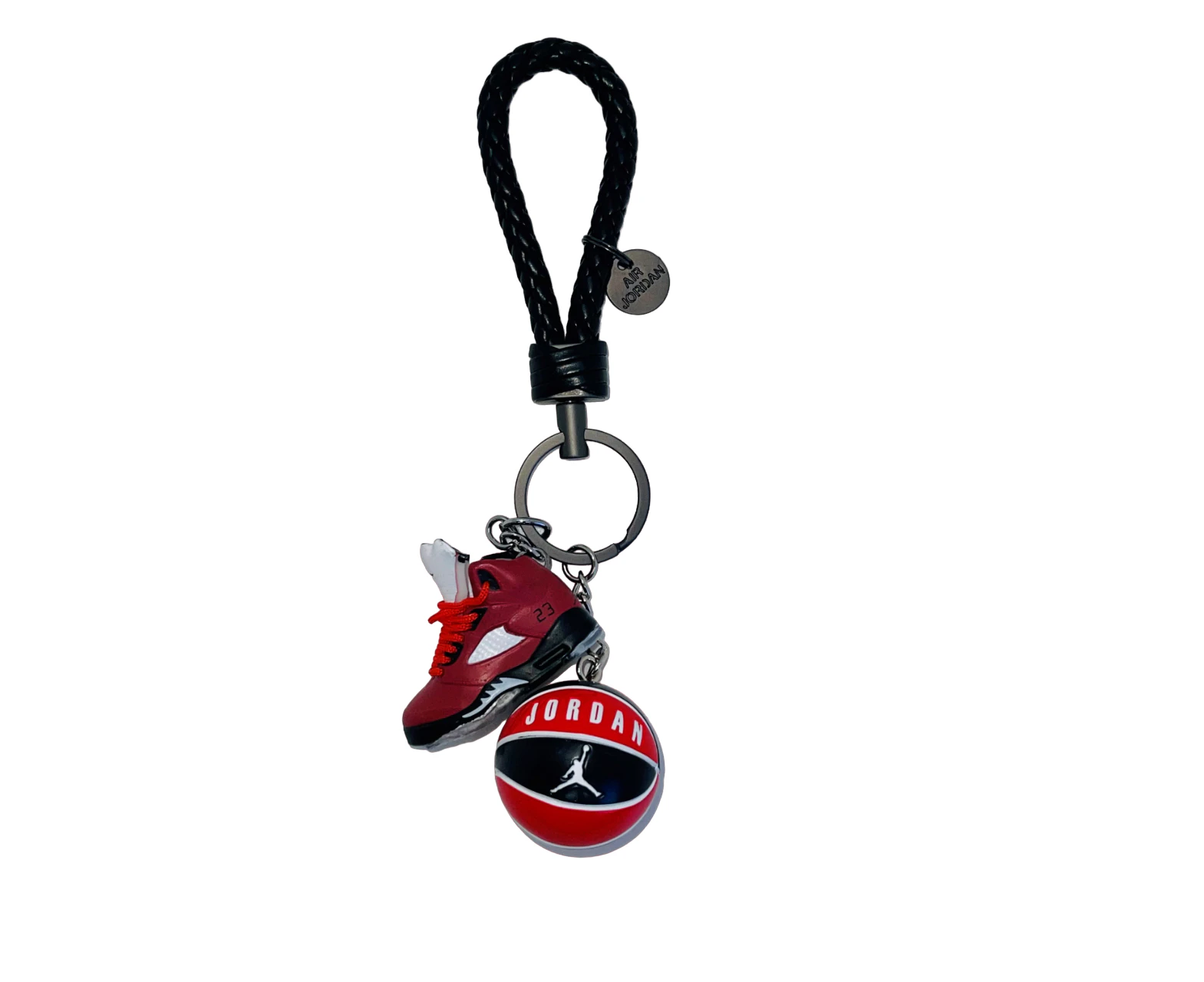 Air Jordan 5 3D mini sneaker keyring with basketball