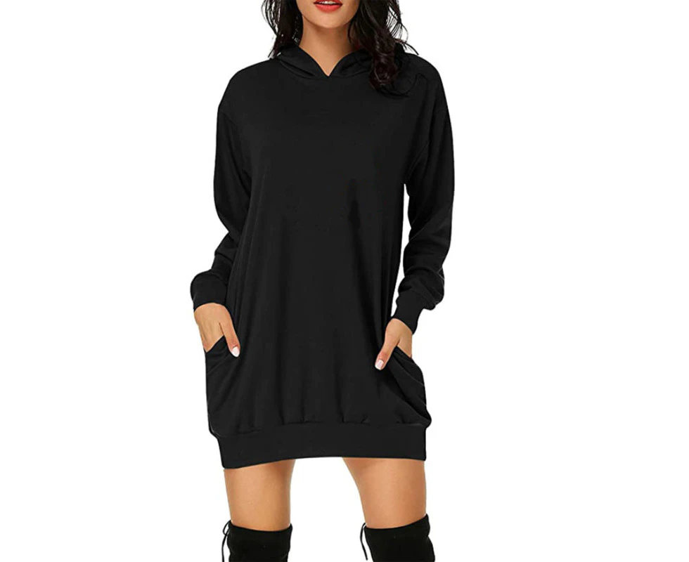 Women's Longsleeve Hoodies with Pockets - Black