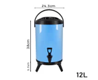 SOGA 4X 12L Stainless Steel Insulated Milk Tea Barrel Hot and Cold Beverage Dispenser Container with Faucet Blue