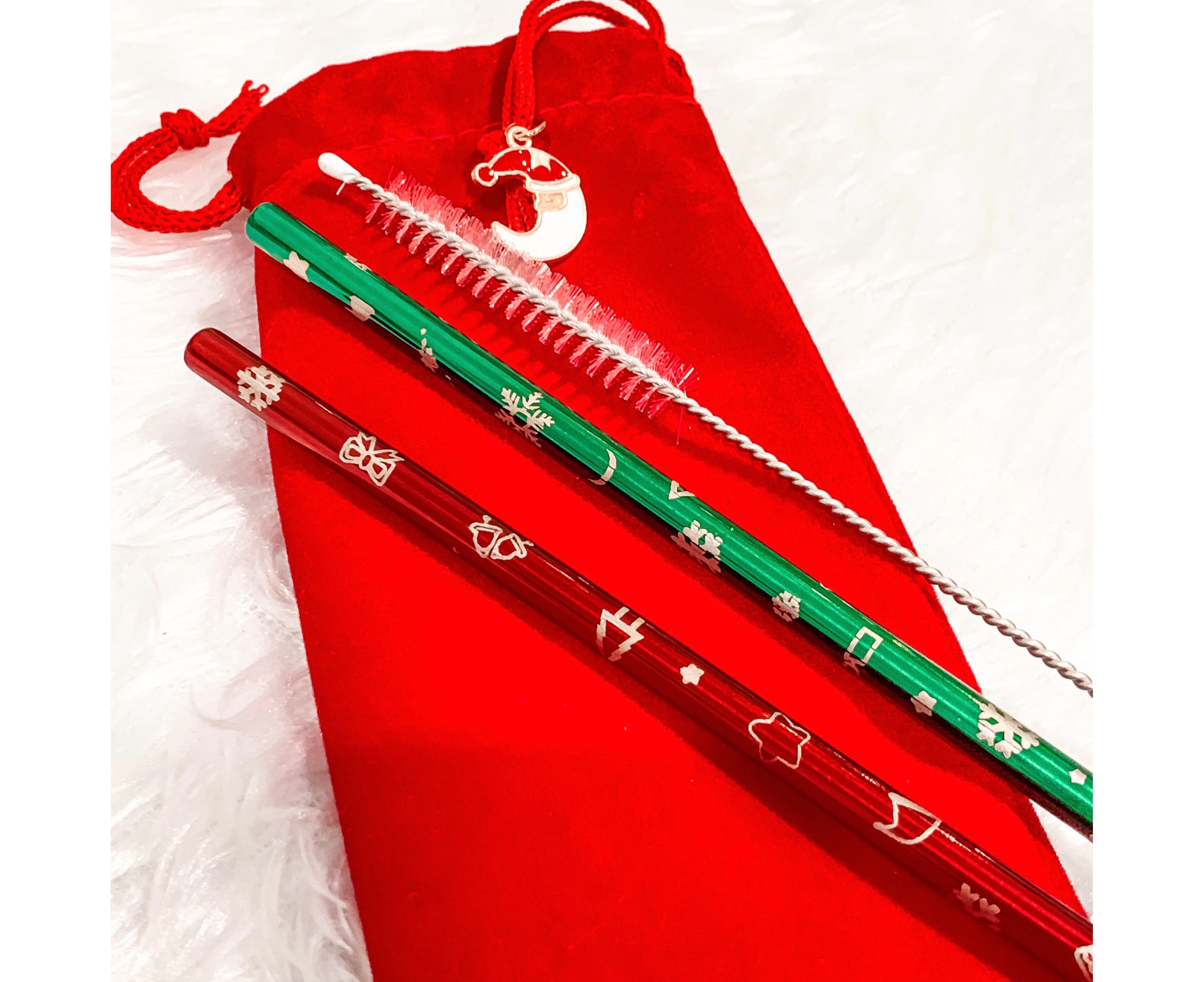 Christmas Metal Straws Set