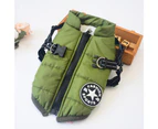 Waterproof Warm Winter Dog Harness Coat-L-Army Green