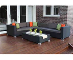 Outdoor Wicker Lounge Setting,L Shape,European styled,Licorice Black,Charcoal fabric