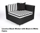 Outdoor Wicker Lounge Setting,L Shape,European styled,Licorice Black,Charcoal fabric