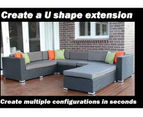 Outdoor Wicker Lounge Setting,L Shape,European styled,Licorice Black,Charcoal fabric