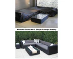 Outdoor Wicker Lounge Setting,L Shape,European styled,Licorice Black,Charcoal fabric