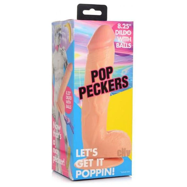 Introducing The Pleasureworks Pop Peckers Dildo W Balls 8.25 Light The Ultimate Delight For Sensual Satisfaction!