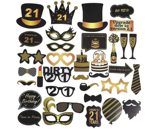 21st Birthday Photo Booth Props Photo Props Funny Party Supplies Decoration 35pc