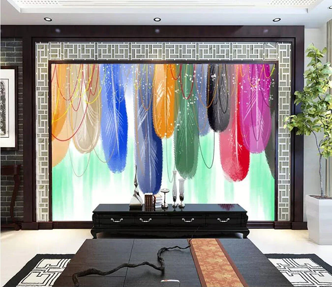 3D Colored Feather 1644 Wall Murals WallPaper Murals Wall Print Decal Wall Deco Indoor Wall Murals