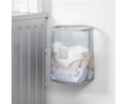 Wall-mounted Laundry Basket Folding Nylon Mesh Dirty Clothes Organizer Storage Gray