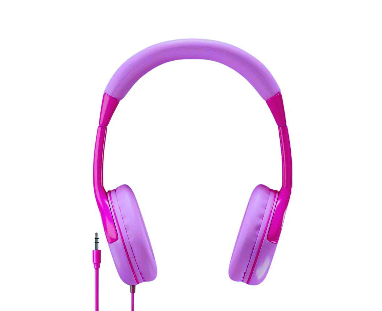 Maro Kids Headphones, Toddler Over Ear Headset Adjustable Headband for Gaming, Music, Airplane, 3.5mm Jack, Pink