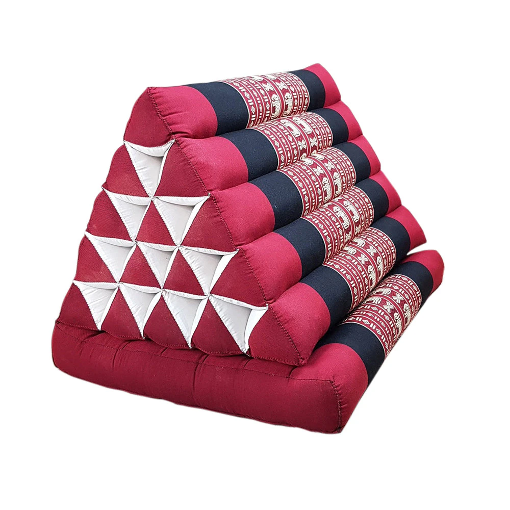 Thai Triangle Pillow 1 Fold Mattress Cushion Day Bed 100% Kapok Fibre Jumbo Blue - Red Elephant