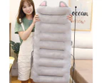 SOGA 2X Grey One Piece Siamese Cushion Office Sedentary Butt Mat Back Waist Chair Support Home Decor With Cat Ears