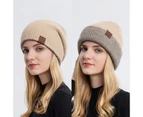 Bonivenshion Beanie Hat for Men and Women Unisex Autumn & Winter Warm Hats Double-side Knit Hat Thick Skull Cap-Cream