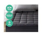 Bedding Bamboo Charcoal Pillowtop Mattress Topper Protector Cover - King Single