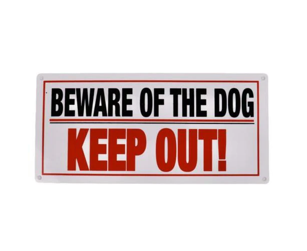 Beware of The Dog sign 25x12cm white Warning Notice Plastic Signs Home Gate