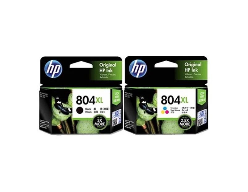 4 Pack HP 804XL Original High Yield Inkjet Cartridges T6N12AA + T6N11AA [2BK,2CL]