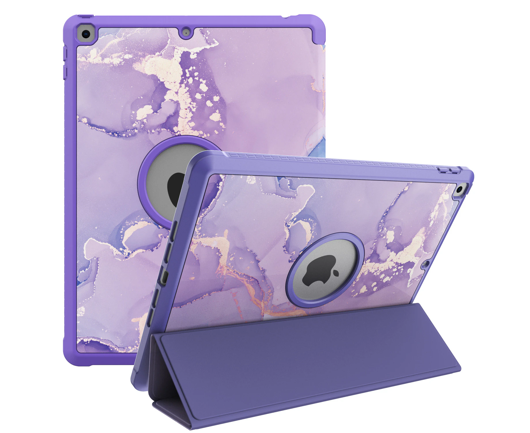 GWL Soft TPU Protective Stand Back Cover for iPad 10.2 Inch-Purple