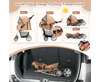 Costway Pet Stroller Dog Pram Cat Carrier Foldable Travel Pushchair w/Cup Holder & Storage Basket Coffee