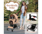 Costway Pet Stroller Dog Pram Cat Carrier Foldable Travel Pushchair w/Cup Holder & Storage Basket Coffee