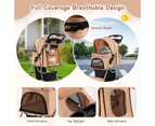 Costway Pet Stroller Dog Pram Cat Carrier Foldable Travel Pushchair w/Cup Holder & Storage Basket Coffee